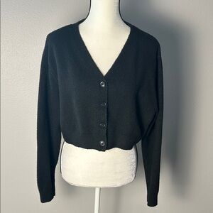Boxy cropped black cardigan
